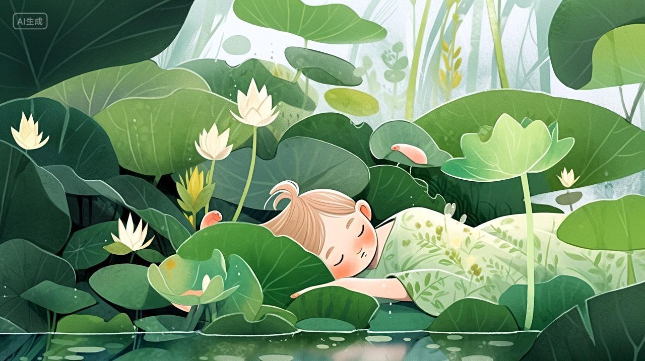 精灵轻卧荷叶畔