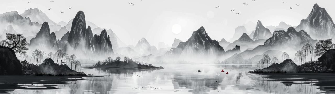 宽屏中国风水墨山水背景
