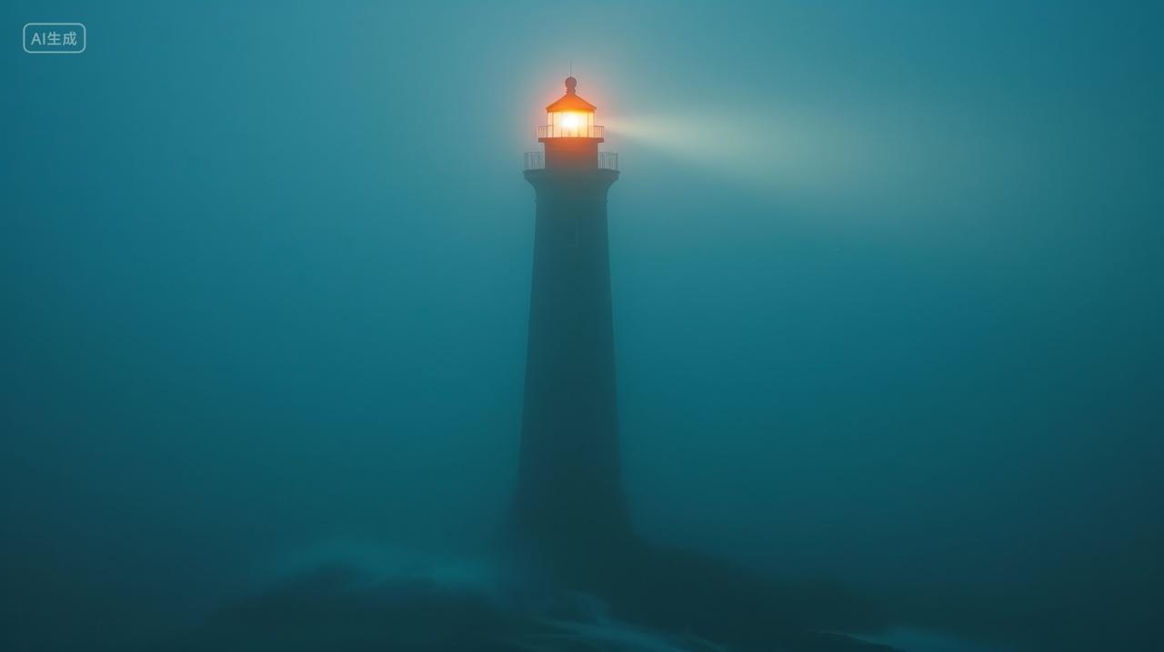 翻滚的海浪和灯塔