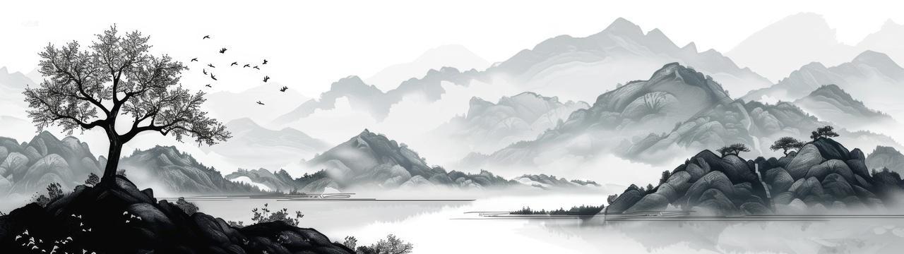 宽屏中国风水墨山水背景