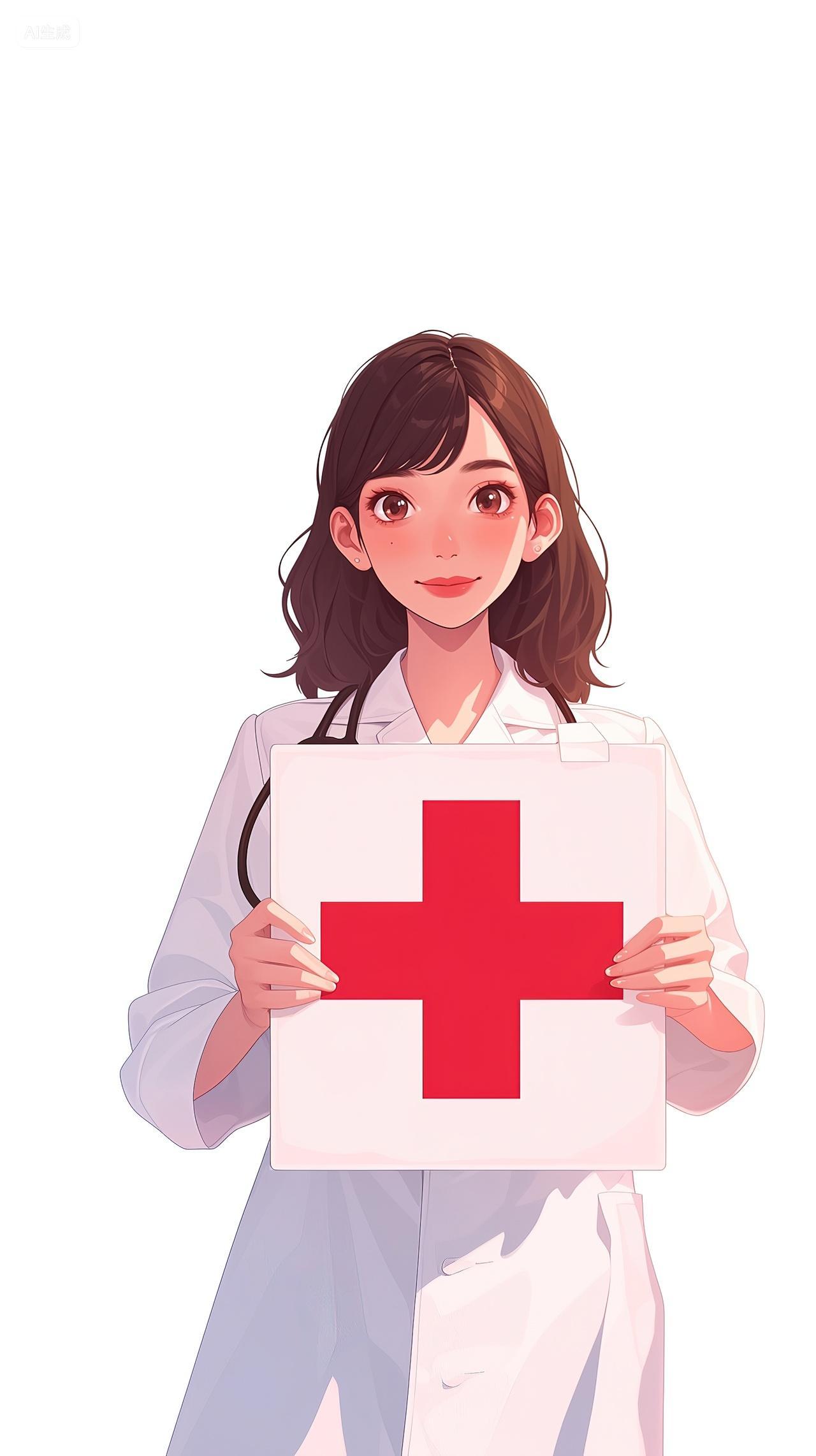 世界红十字日一名医生拿个红十字的LOGO