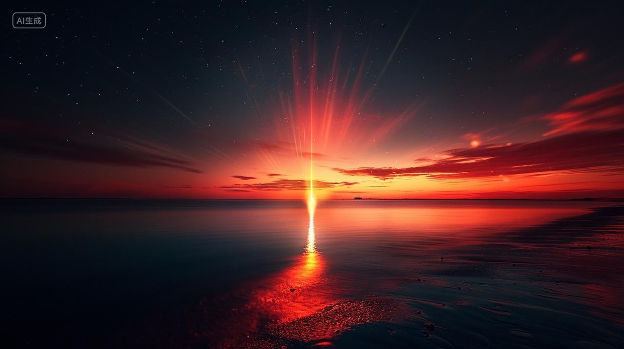 火箭飞升映星空,海面光芒似梦中