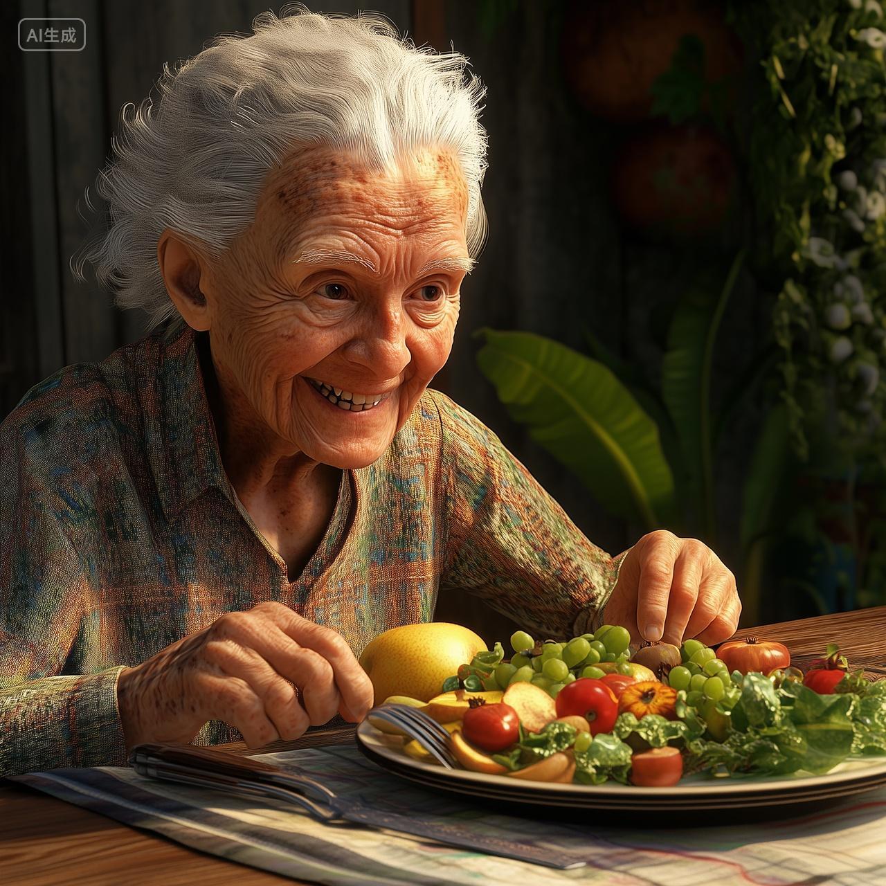 老年人享受健康生活和早餐