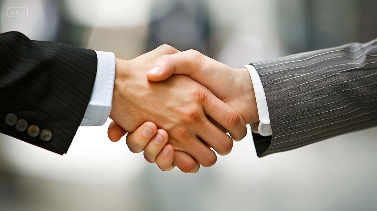 商务合作商务谈判办公共赢握手职场