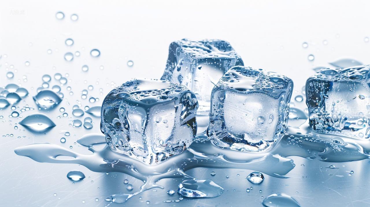 夏至小暑大暑冰块白色背景下的冰块凉爽