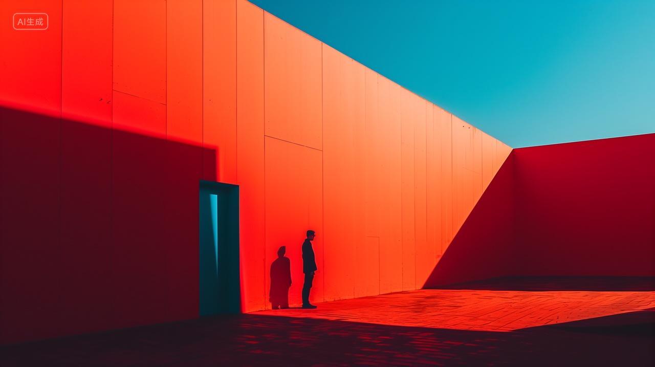 红墙围城光影艺术背景