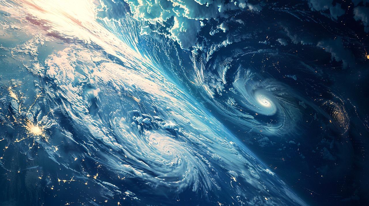 台风天气雷雨场景插图