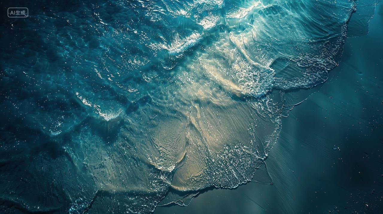 深蓝色海水沙滩背景