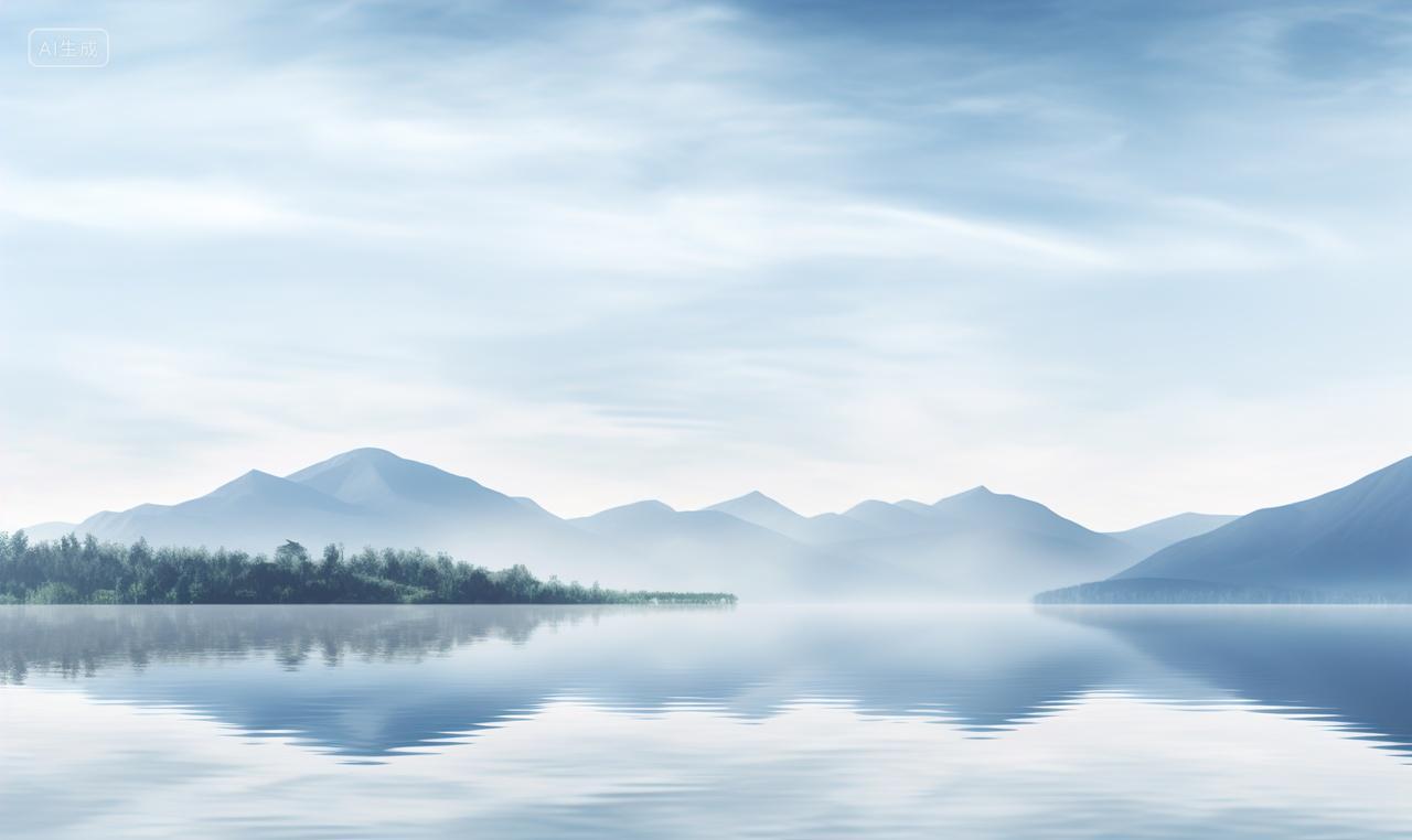 高级简约远山湖景