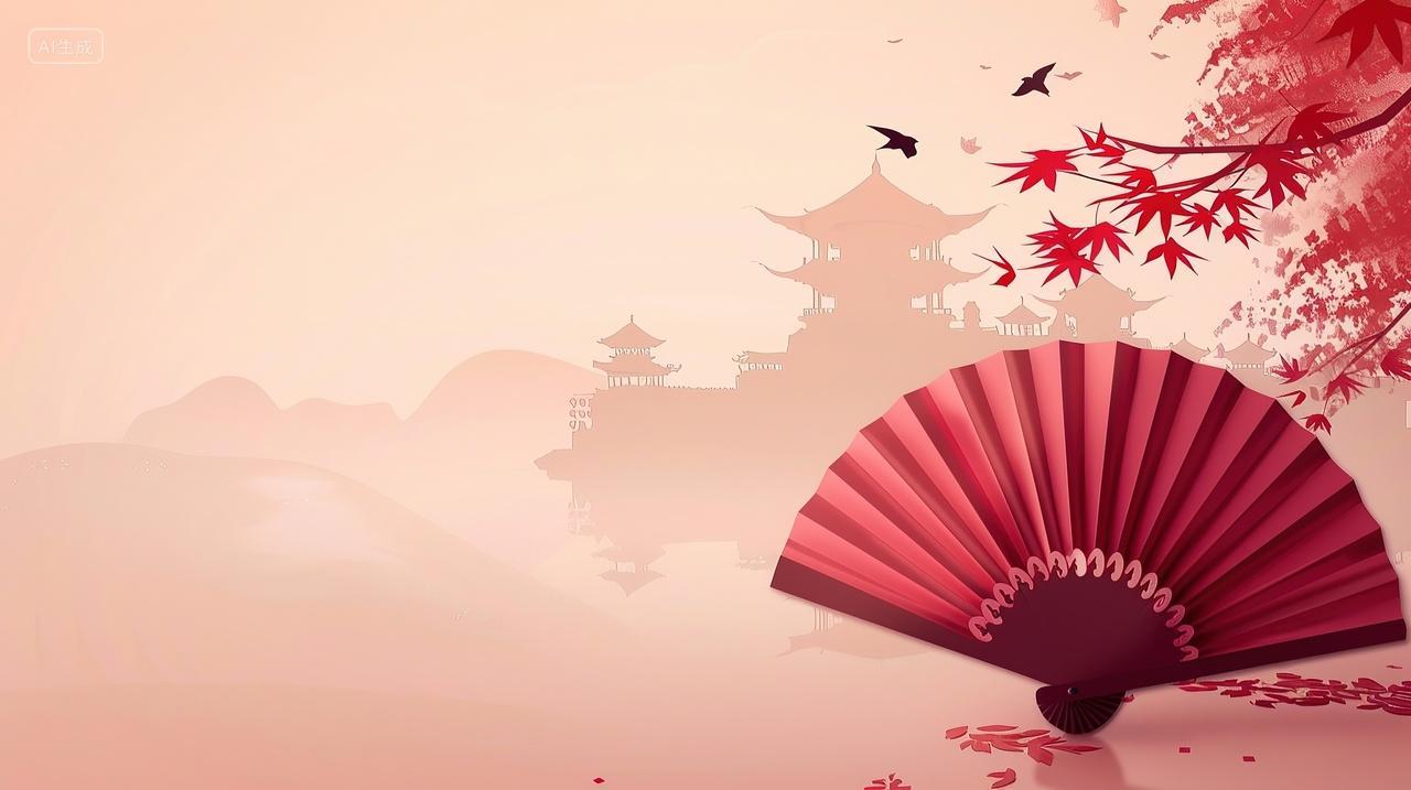 国风扇子画背景
