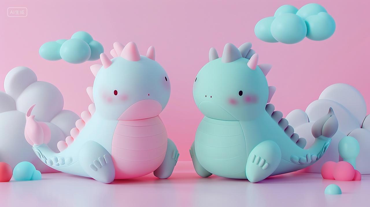 卡通皮克斯风格可爱的龙