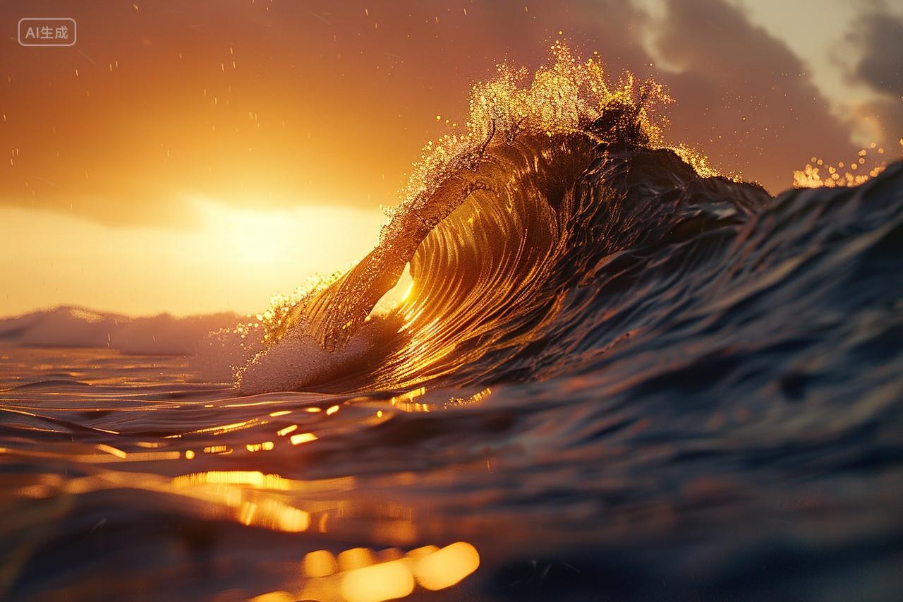 高级夕阳海浪背景