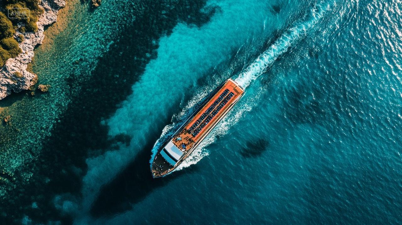 高端游轮在晴朗天气下的航行