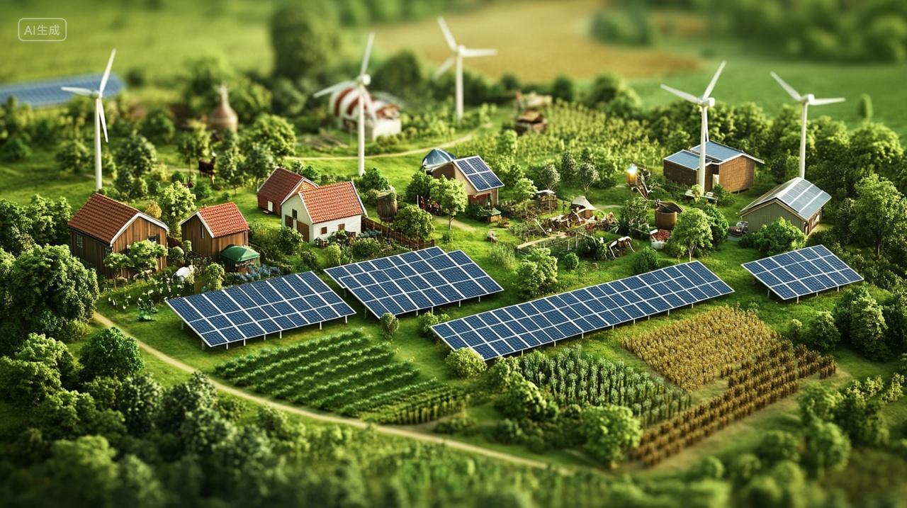 生态农场与太阳能和风力发电