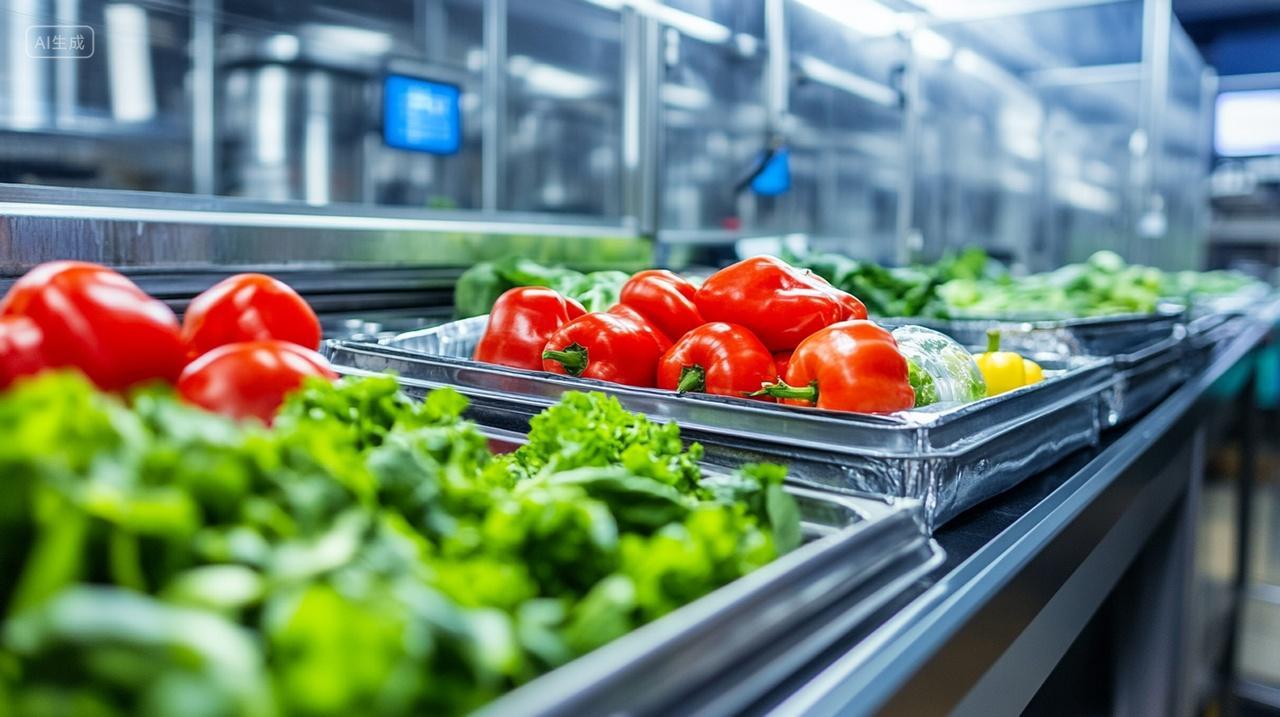 食品车间中的蔬菜和甜椒