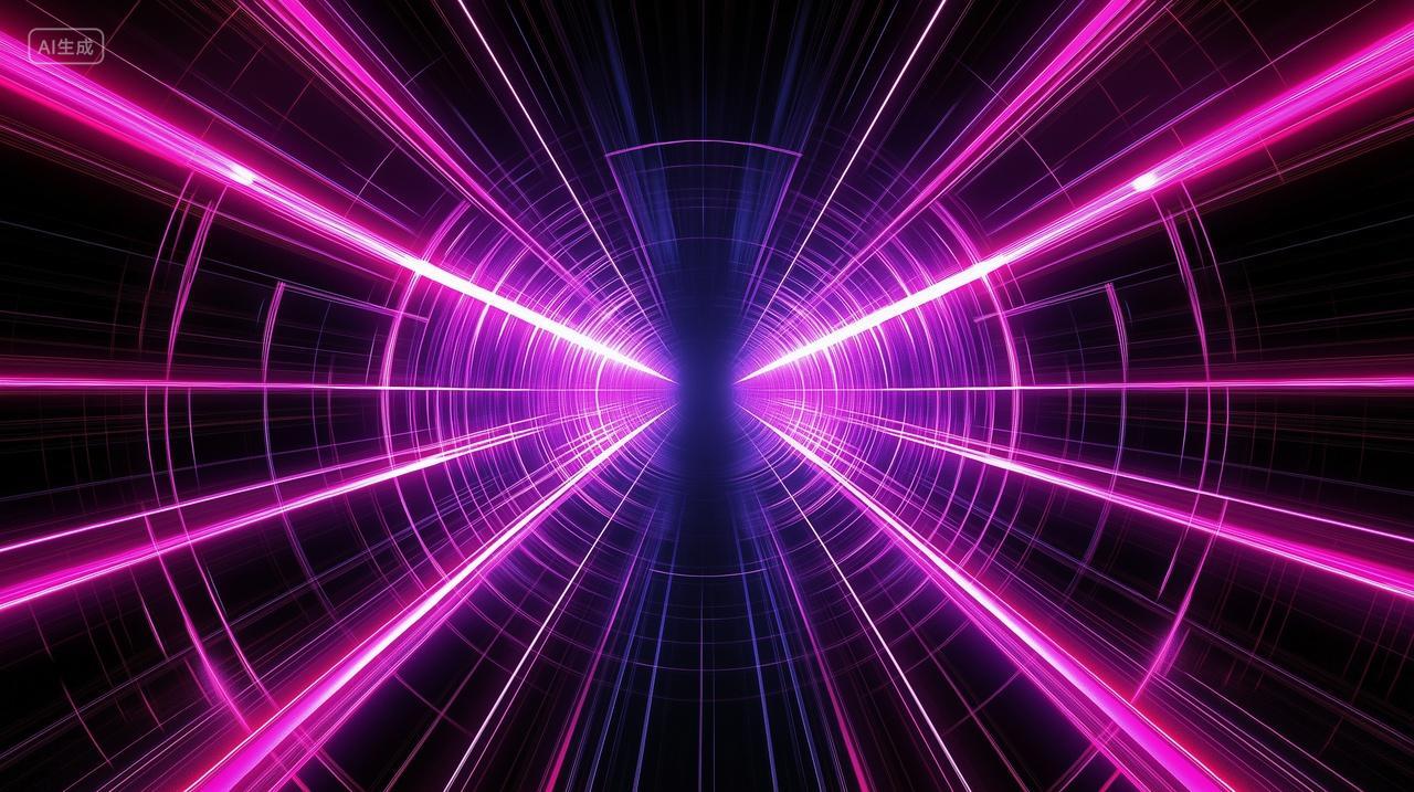 紫色炫酷发光线条舞台背景