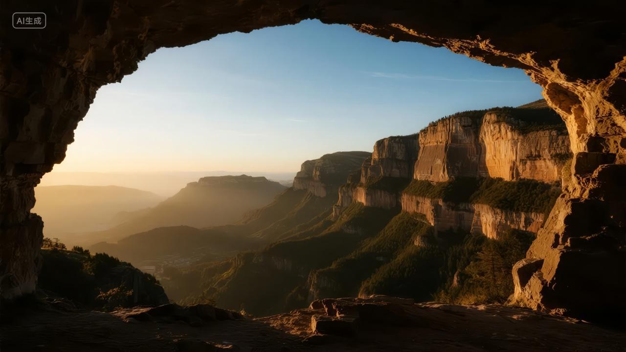 山洞日出希望探索户外励志企业文化背景