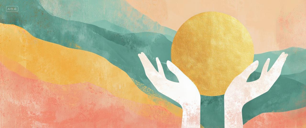 一双手托举一个球教师节纹理海报背景