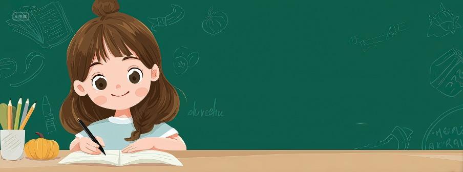 一个女孩在写作业开学季教师节海报背景