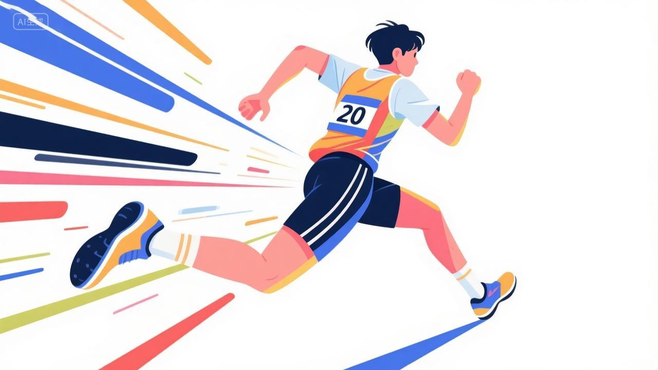 青年运动员跑步冲刺体育运动插画背景图