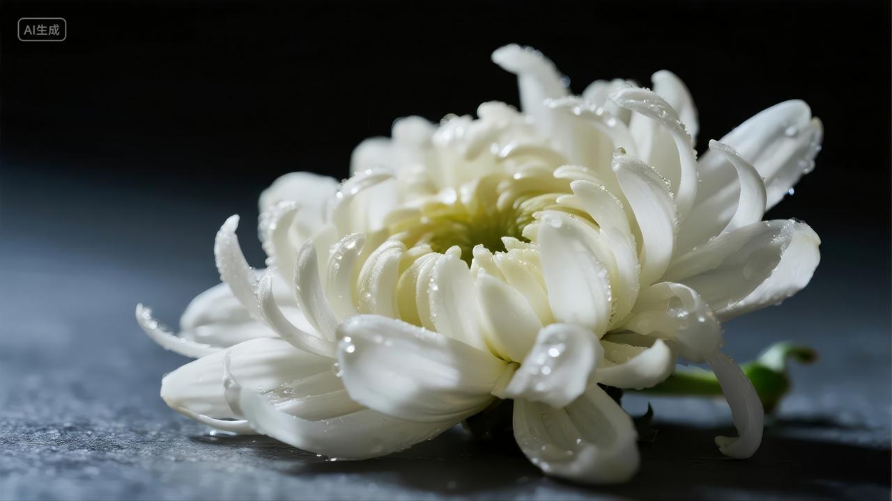 重阳节菊花哀思清明节悼念静物背景图