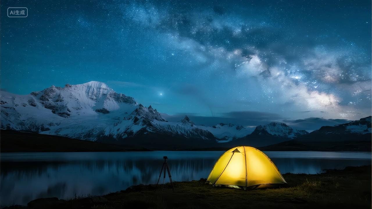 七夕节露营星空银河浪漫风景旅游背景