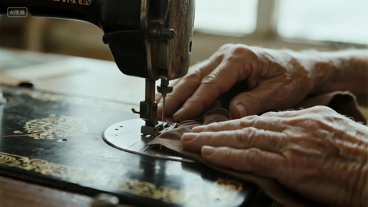 匠人精神手工缝纫机制作复古怀旧背景图