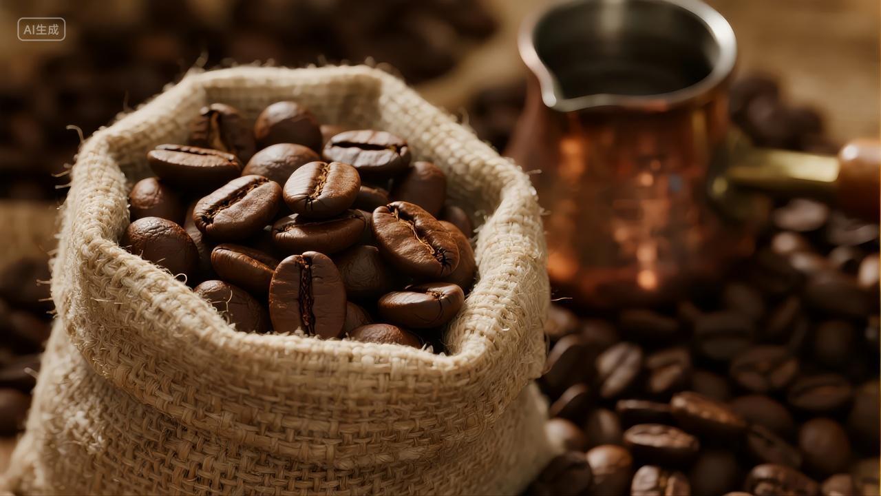 咖啡豆原料烘焙餐饮行业广告产品背景图