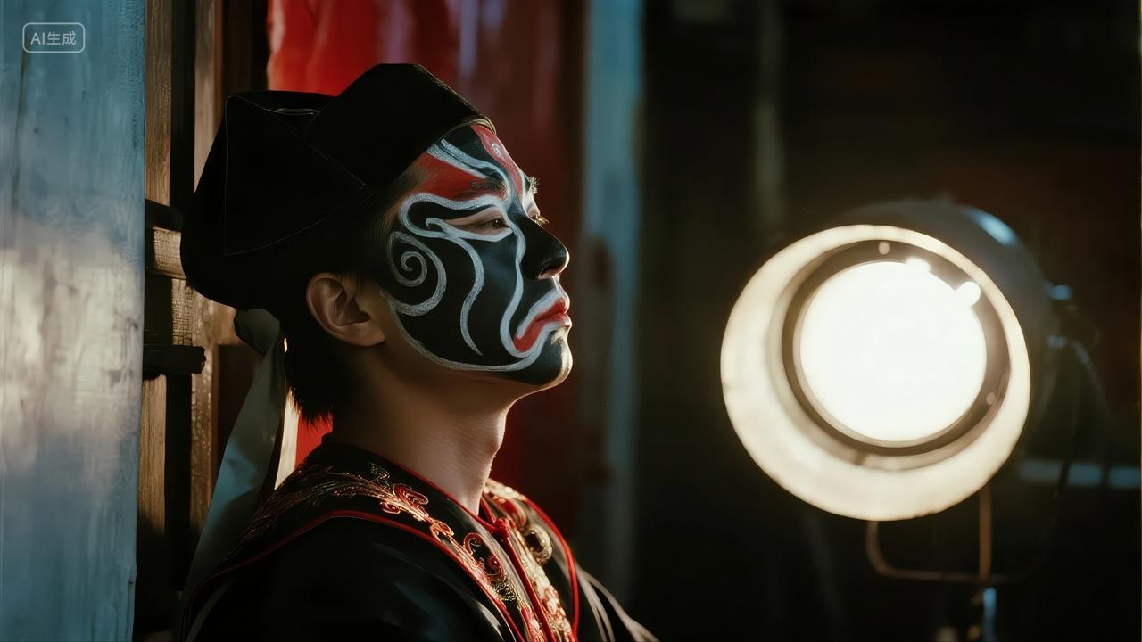 国庆节中秋节京剧脸谱演员文化艺术背景