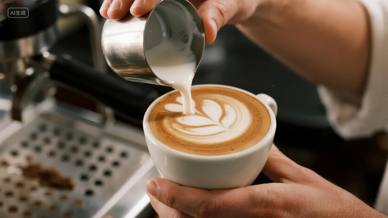 咖啡馆拿铁拉花休闲下午茶饮品生活背景