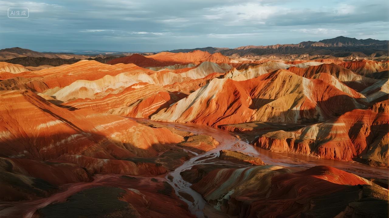 国庆节甘肃张掖丹霞地貌旅游地质公园背景