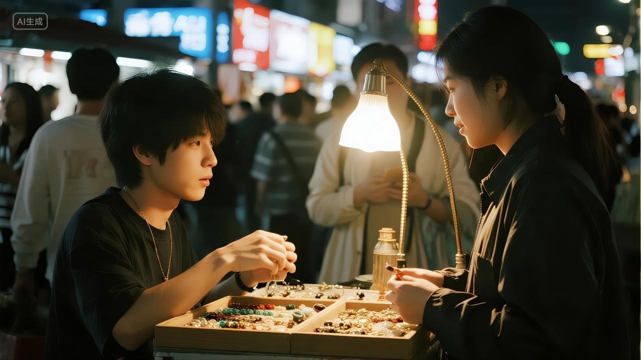 城市夜市地摊经济人间烟火手工艺人背景