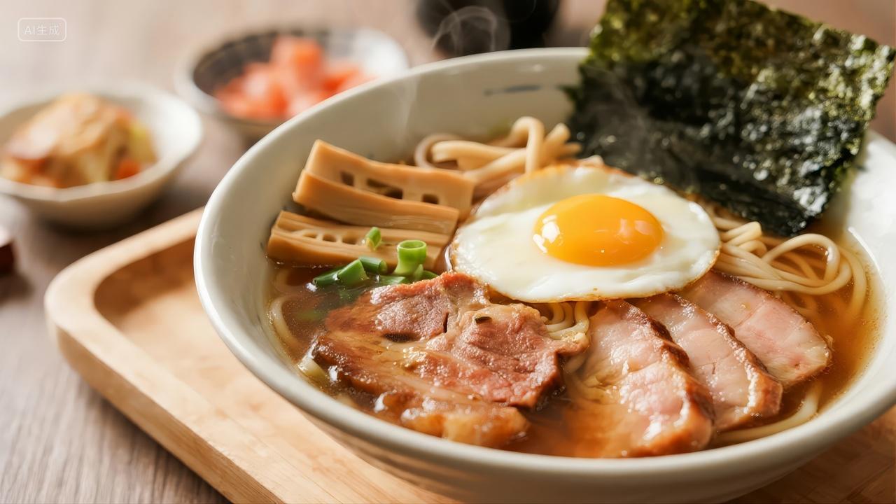 日式拉面美食料理餐饮菜单广告背景图