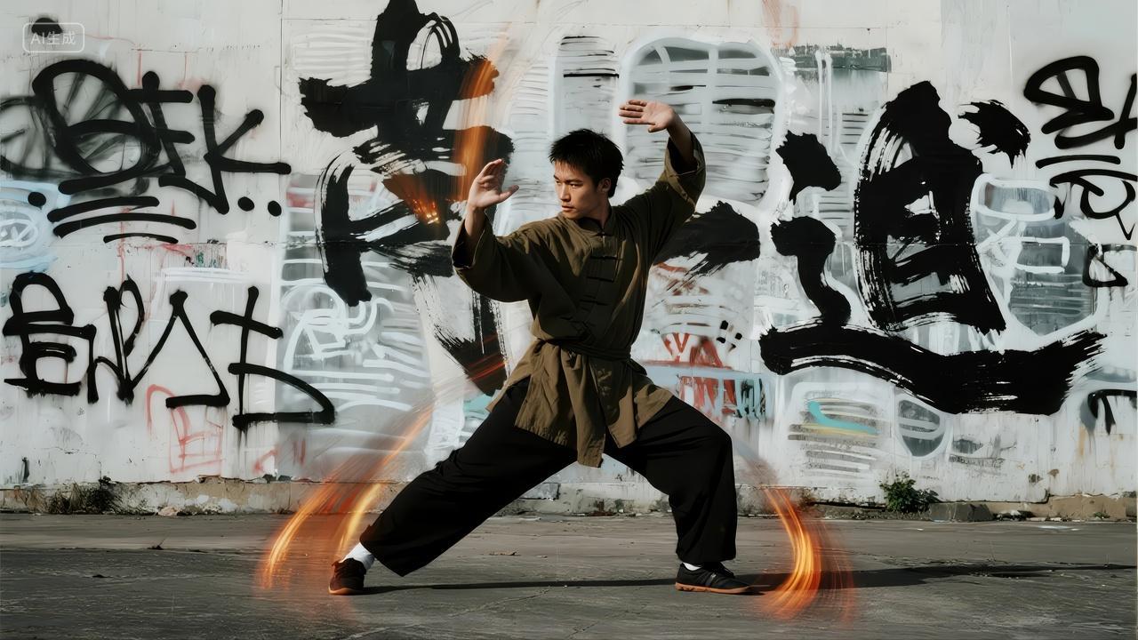 建军节功夫街头涂鸦力量动作海报背景