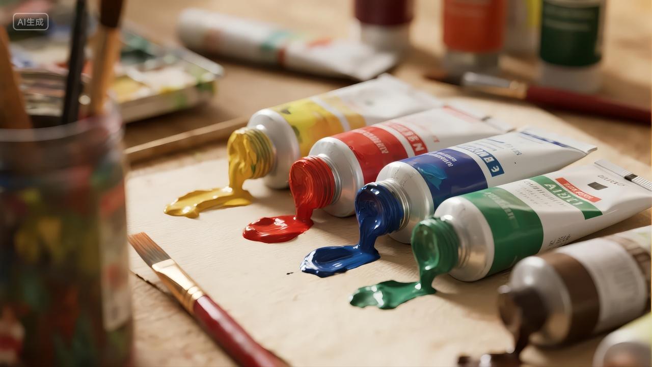 艺术绘画用品颜料画笔创意教育背景图