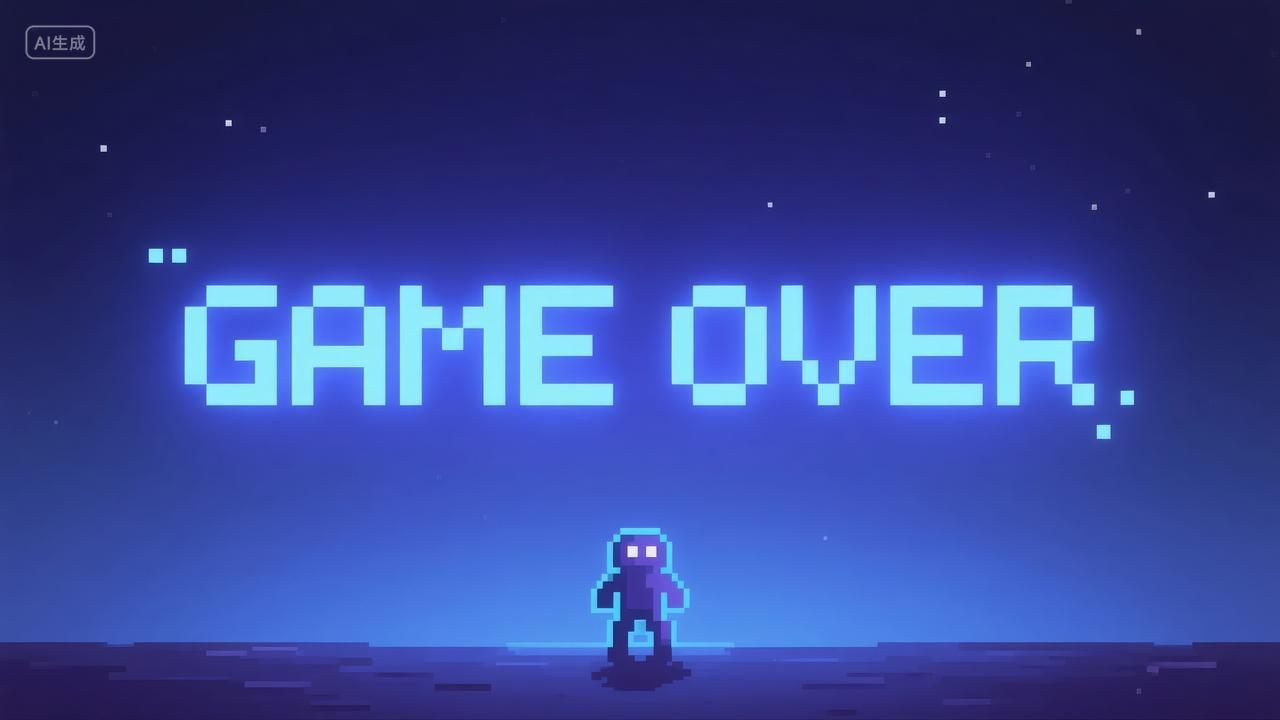 结束像素风宇航员孤独插画背景图