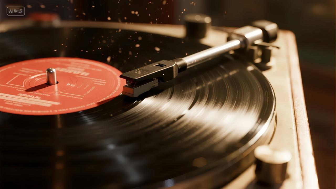 复古黑胶唱片机音乐怀旧生活方式背景图