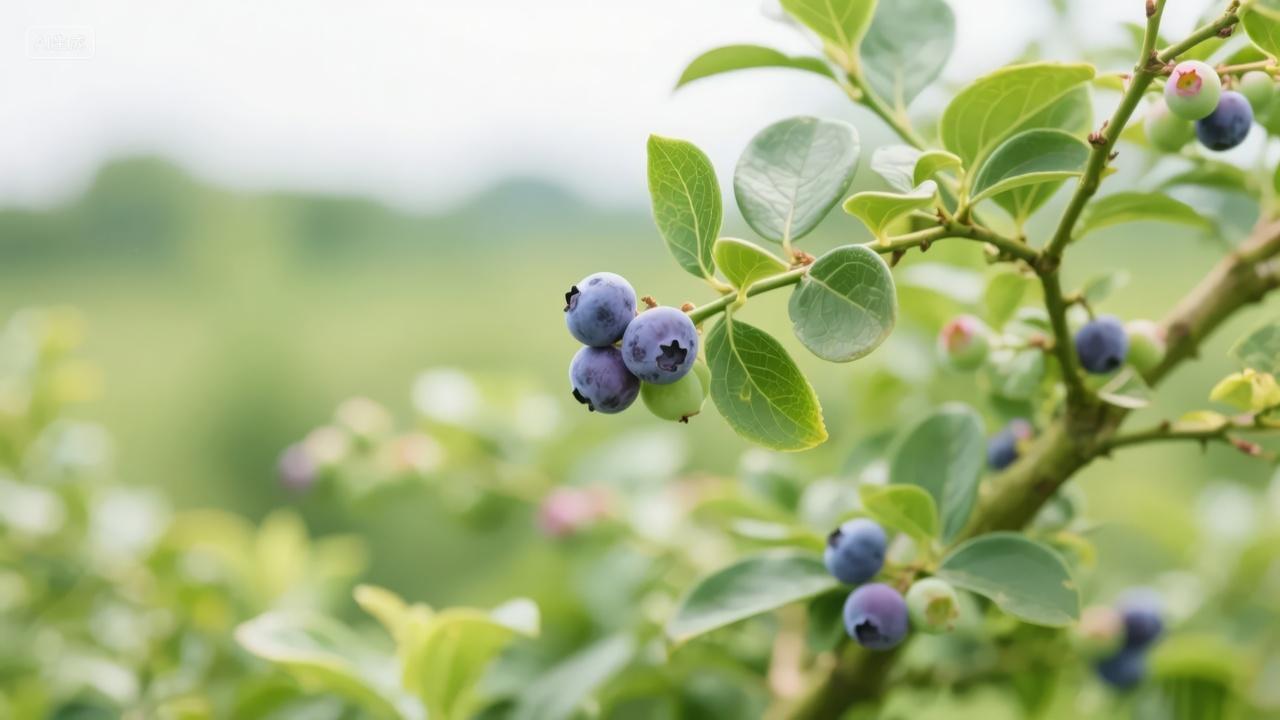 大暑节气蓝莓果园采摘农业旅游背景图
