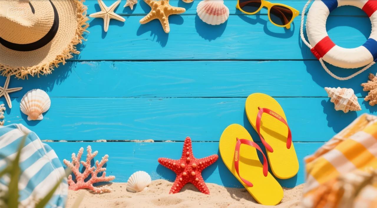 国庆节假日海滩旅游度假夏日风情背景图