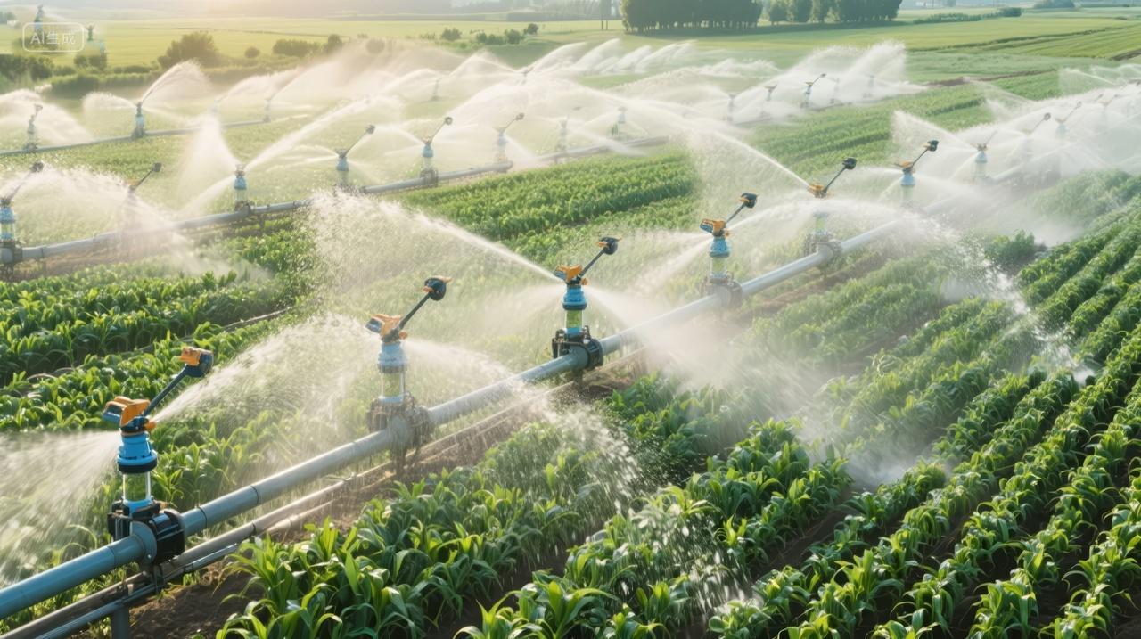 小暑节气现代农业灌溉浇水科技种田背景