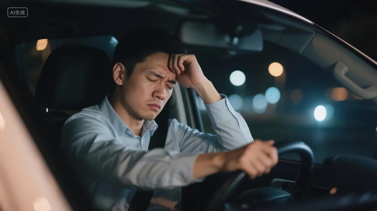 男子疲劳驾驶交通安全健康警示宣传背景