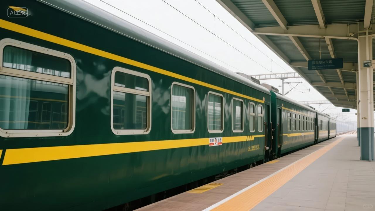 火车站台绿皮火车旅行交通出行怀旧背景