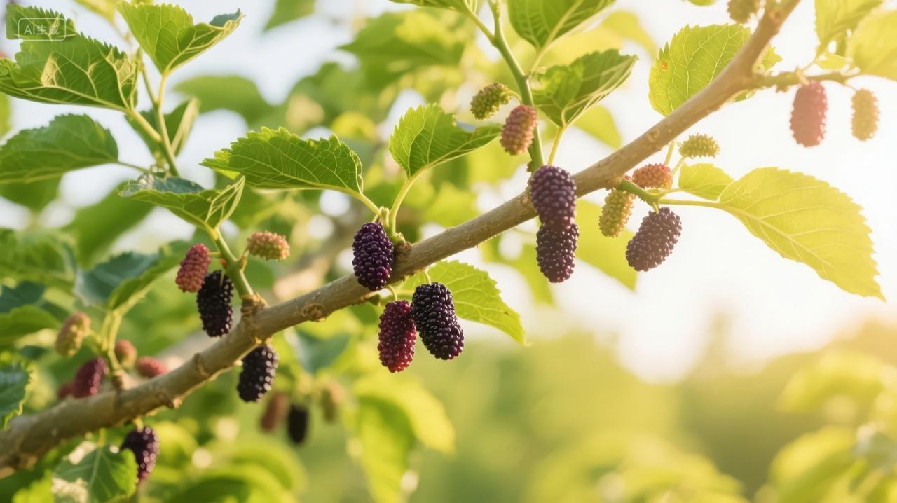 小暑节气桑葚果实成熟采摘健康水果背景