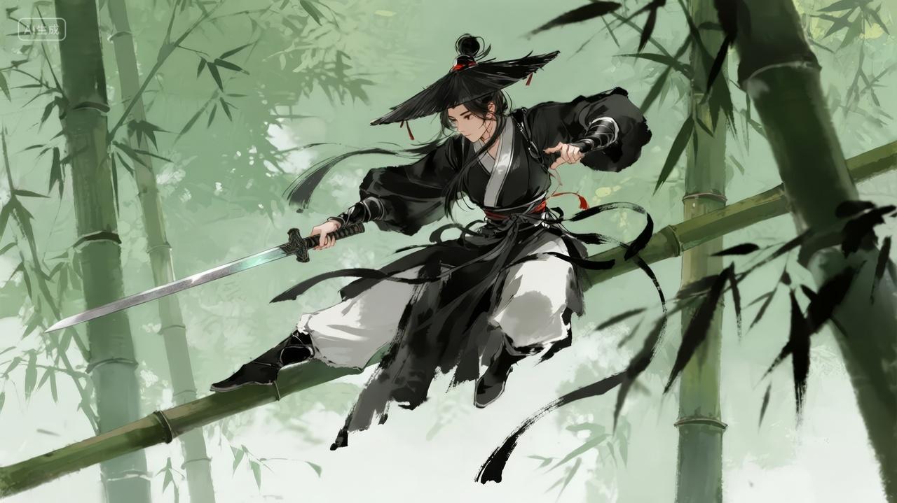 动漫剑客侠客竹林武侠风背景图