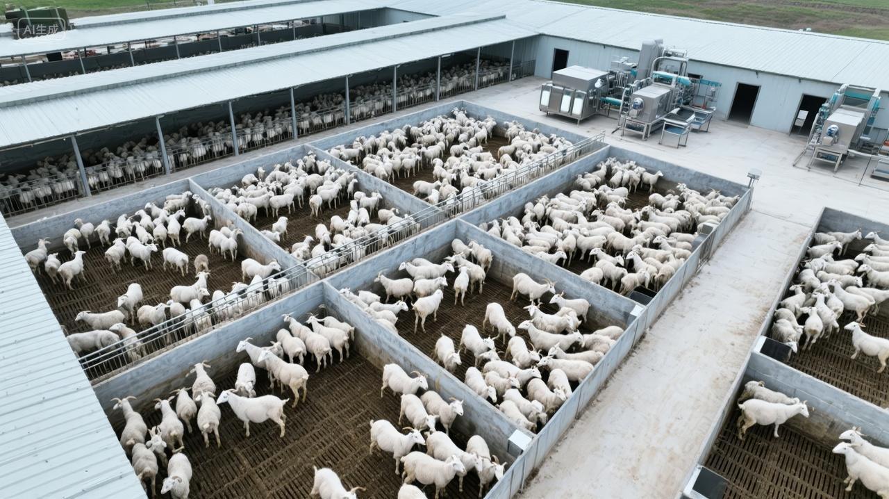 航拍现代化养殖场畜牧业农业发展背景图