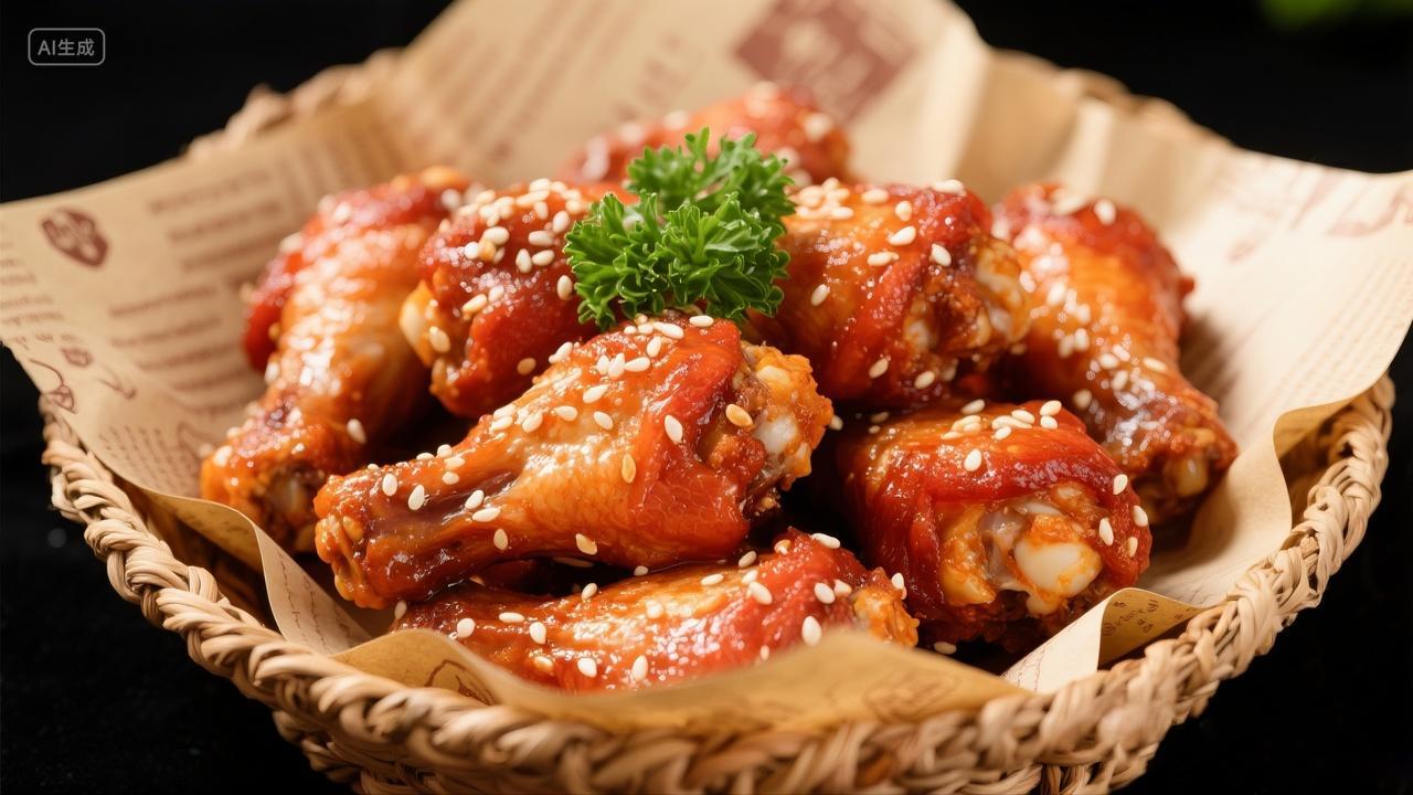 烤鸡翅根烧烤美食美味肉类