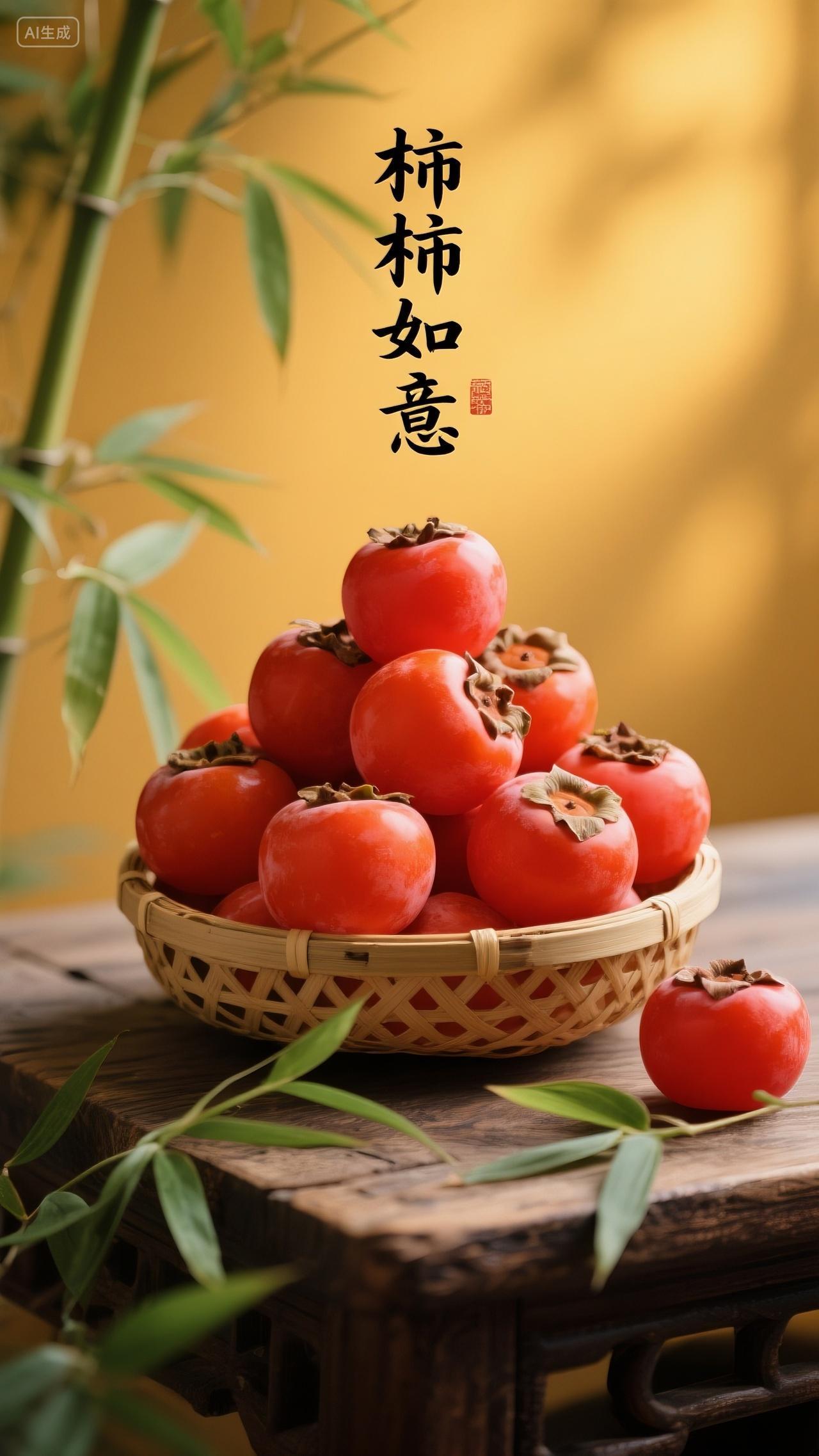 手机壁纸柿柿如意竹子