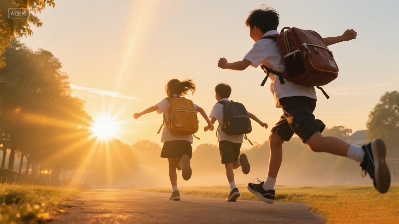 开学啦一群孩子路易向学校电脑壁纸