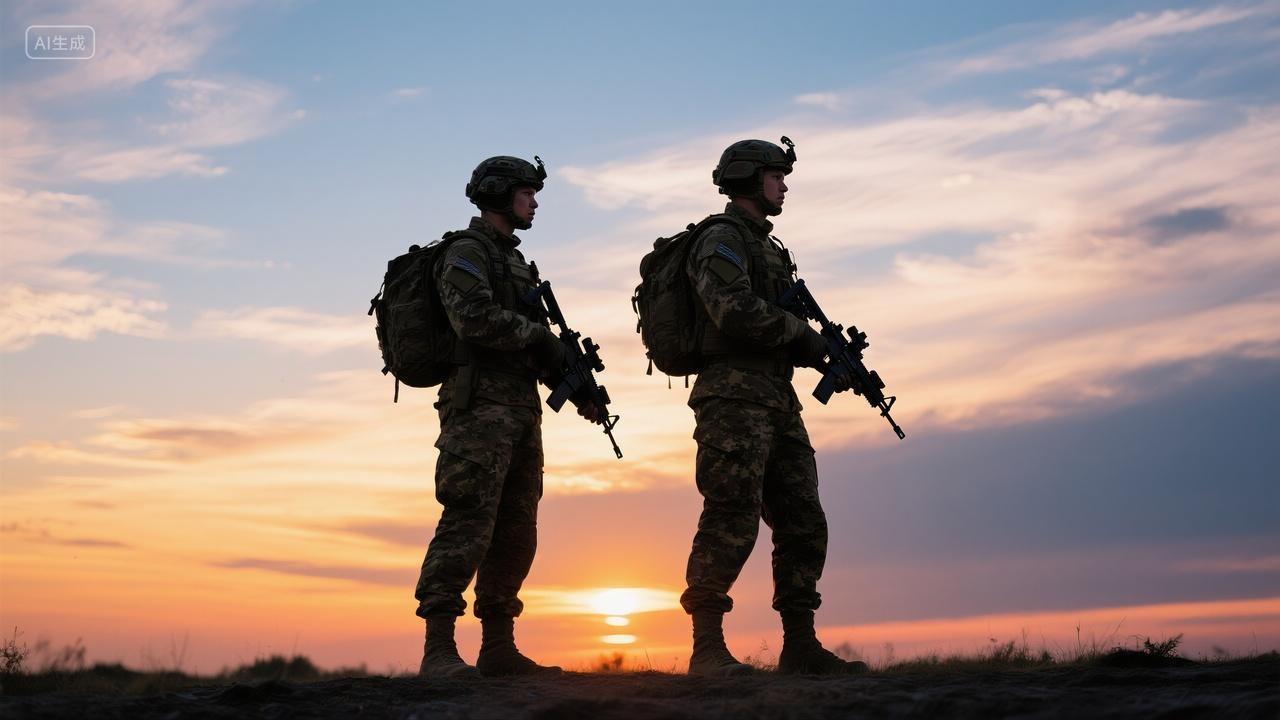 八一建军节军人剪影背景