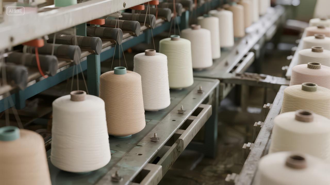 纺织工厂纱线生产线自动化工业制造背景